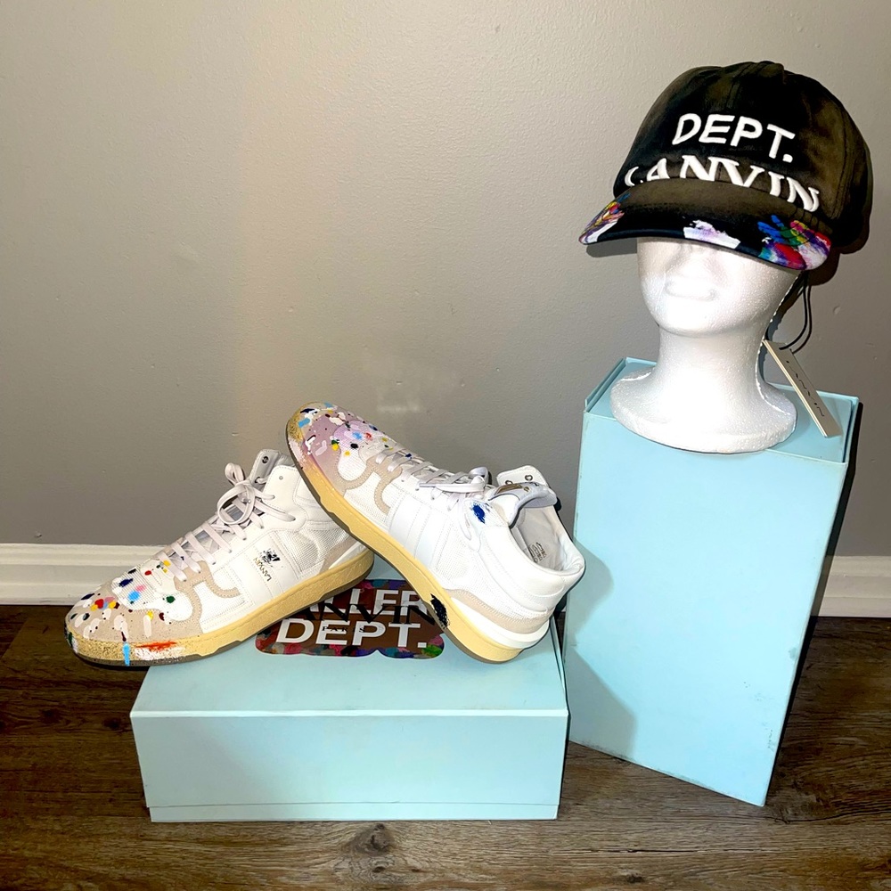 Men’s high top Lanvin Sneakers and Lanvin Hat.